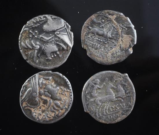 Roman Republic (circa 137 BC), four silver Denarii, 15.4g gross